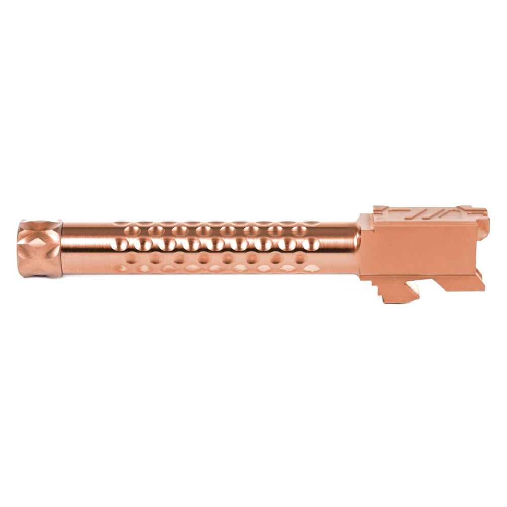 ZEV Optimized Match Barrel For Glock 17, Gen1-4, 1/2x28 Threading, Bronze - Pointing Left